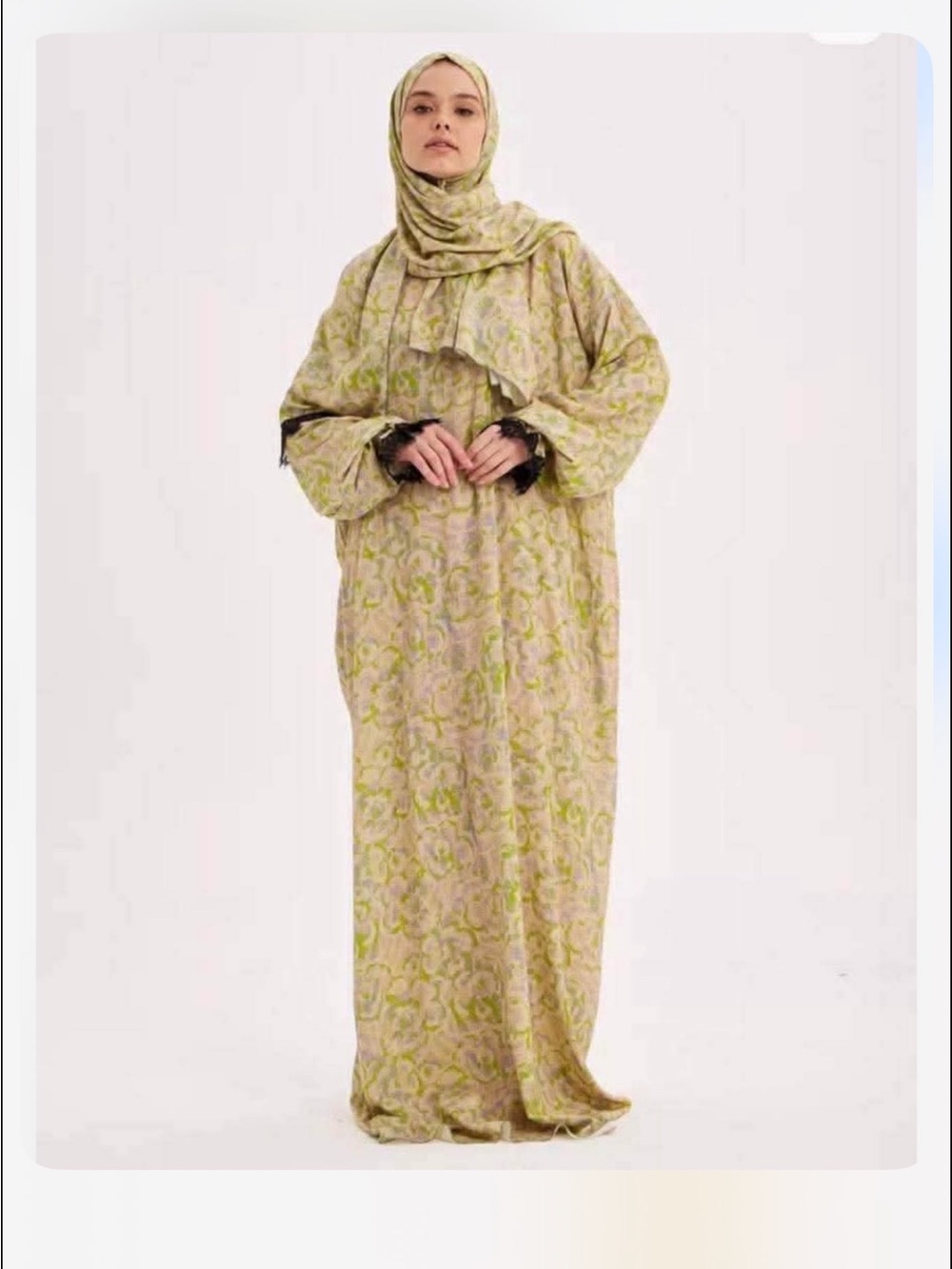 One-Piece Prayer Long Dress ( hijab ) one universal size S( XL) Green